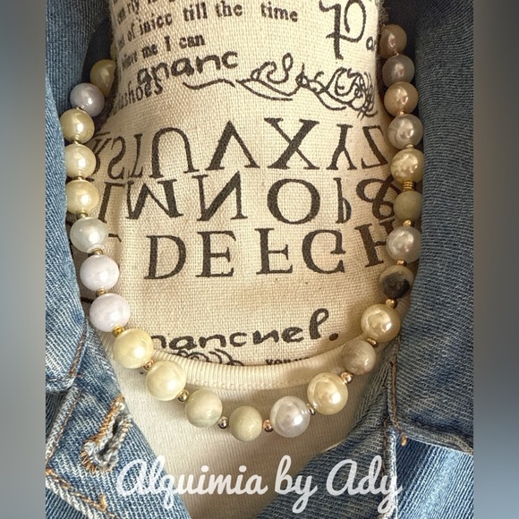 Maximalist statement NEW pearl and amazonite necklace - Picture 1 of 3
